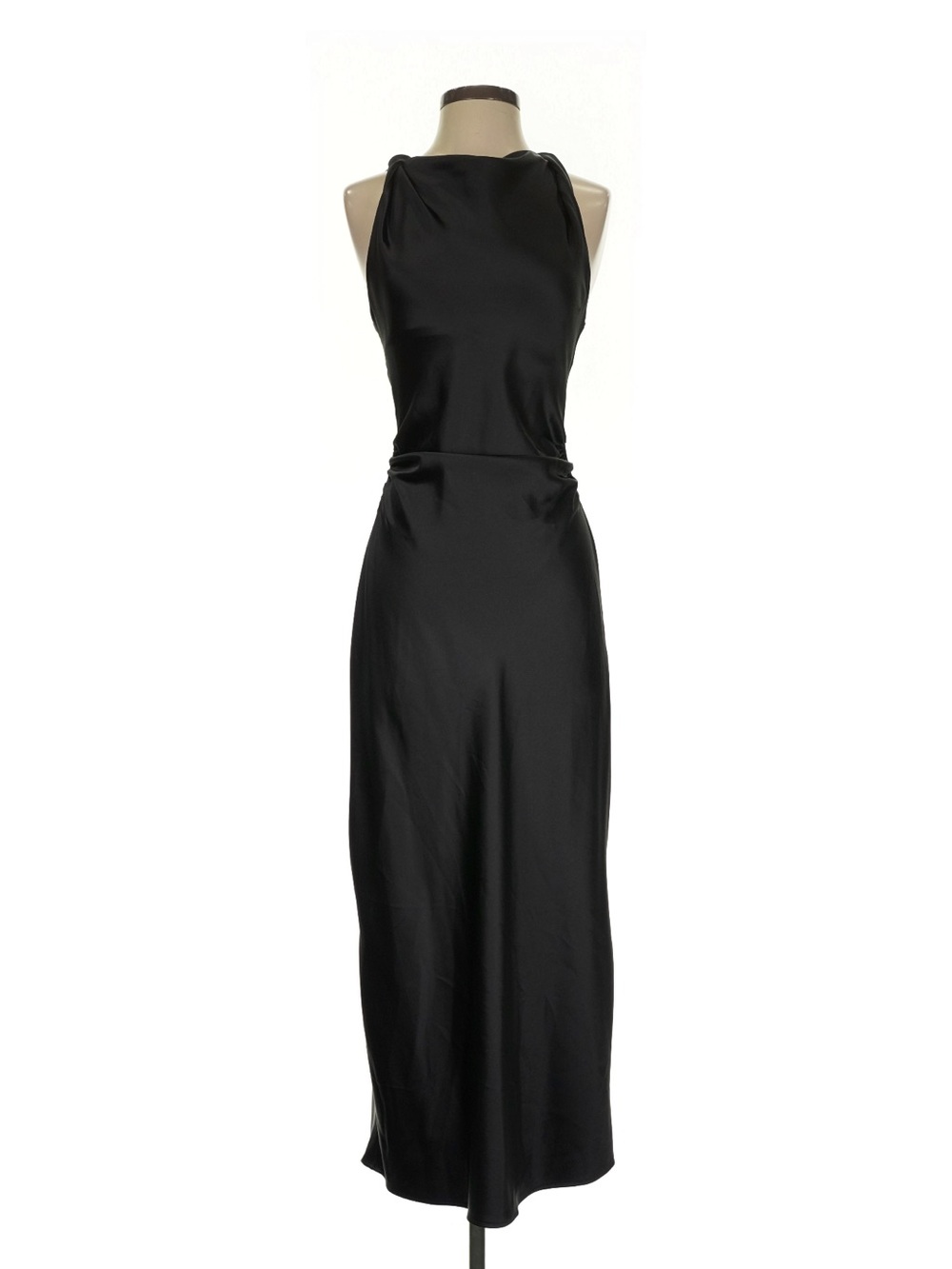 Zara Black Satin Halter Maxi Dress